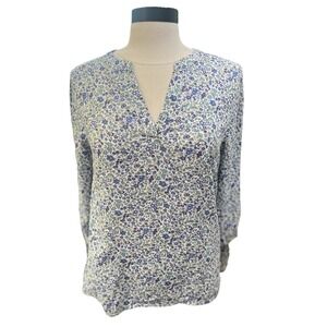 Cynthia Rowley Floral 3/4 Sleeve Split Neck Shirt Med Cottagecore Grandmacore